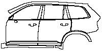 Volvo XC90 Inscription 2015 - (left) Door+Rear Fender+Side Skirt (with chrome-trim stripe on door)