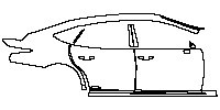 Lexus LS Hybrid 2018 - (right) Door+BC Pillar+Rear Fender+Side Skirt (with MULTI STAGE HYBRID emblem on rear door)