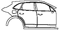 Porsche Cayenne Cayenne S 2011 - (right) Door+B Pillar+Rear Fender+Side Skirt (SportDesign Package/ Carbon Design Package)