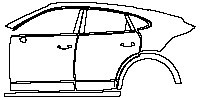 Porsche Cayenne Coupe Cayenne Coupe 2019 - (left) Door+B Pillar+Rear Fender+Side Skirt (SportDesign Package/ Carbon Design Packa