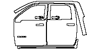 RAM Trucks 2500 Crew Cab 2019 - (left) Door+Side Skirt+Rear Fender (with ''RAM'' emblem on front door, with tow mirror cutout)