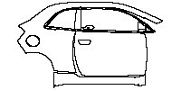 Fiat 500e 2 door 2021 - (right)Door+Side Skirt+Rear Fender