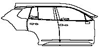 Toyota Corolla Cross (US) LE 2023 - (right) Door+Rear Fender (with chrome trim on doors, without emblem)