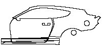 Ford Mustang Fastback 2021 - (left) Door+Side Skirt+Rear Fender (With racing stripes)