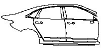 Ford Taurus Base 2019 - (right) Door+Side Skirt+Rear Fender