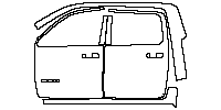 RAM Trucks 1500 Crew Cab 2019 - (left) Door+Side Skirt+Rear Fender (with''RAM''emblem on front door, without door moldings)