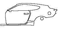 Ford Mustang Fastback 2015 - (left) Door+Side Skirt+Rear Fender (with spoiler)