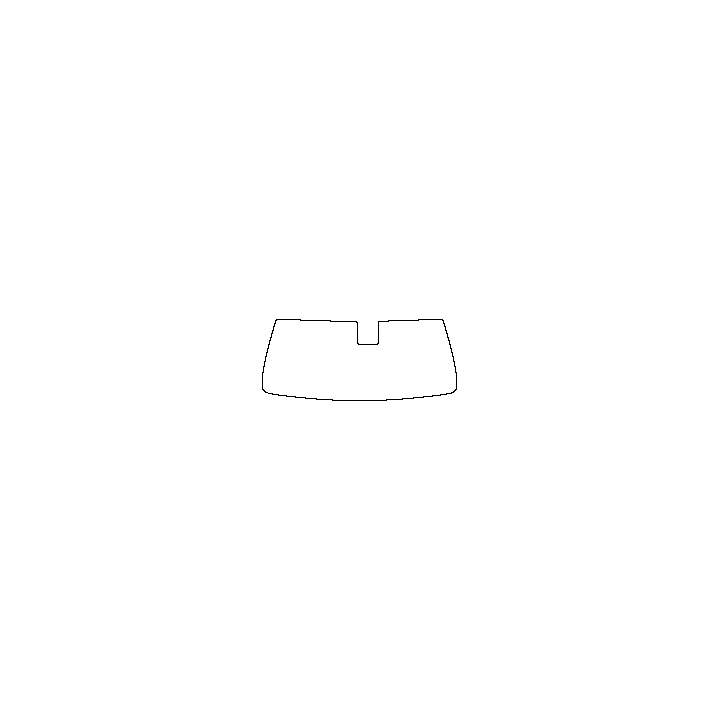 Toyota 4 Runner Window 2014 - Windshield (inside) (with mirror and dotted area cutout, Edge ends at the inner side of dotted are