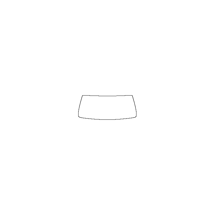 Toyota 4 Runner Window 2014 - Windshield (inside) (without mirror and dotted area cutout, Edge ends at the inner side of dotted