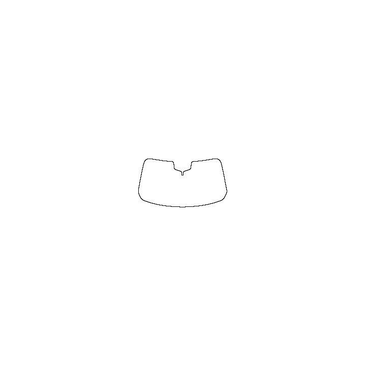 Lincoln Aviator Window 2020 - Windshield (inside) (with mirror and dotted area cutout, Edge ends at the inner side of dotted are