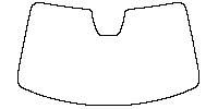 Volvo EX40 (NA) Window 2024 - Windshield (inside) (with mirror and dotted area cutout, Edge ends at the inner side of dotted are