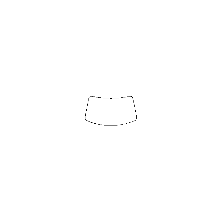 Volvo EX40 (NA) Window 2024 - Windshield (inside) (without mirror and dotted area cutout, Edge ends at the inner side of dotted