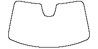 Volvo EX40 (NA) Window 2024 - Windshield (inside) (with mirror and dotted area cutout, Edge exceeds the innder side of black cer
