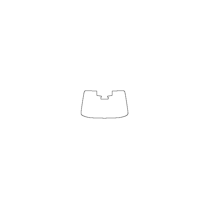 Subaru Impreza (US) Window 2024 - Windshield (inside) (with mirror and dotted area cutout, Edge ends at the inner side of dotted