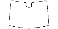 Volkswagen California (EU) Window 2025 - Windshield (inside) (with mirror and dotted area cutout, Edge exceeds the innder side o