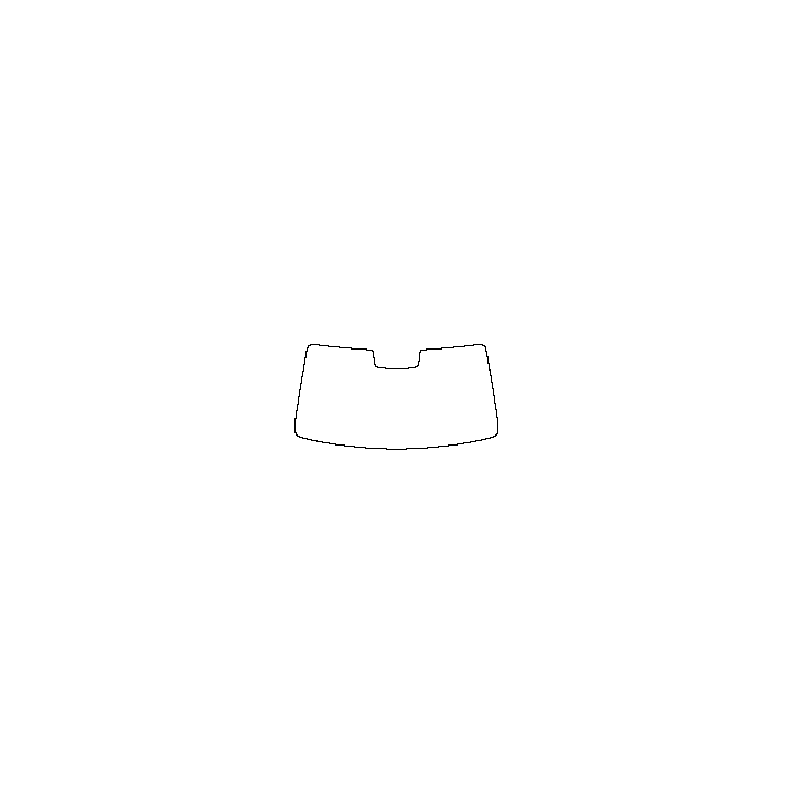 Maextro Window 2025 - Windshield (inside) (with mirror and dotted area cutout, Edge ends at the inner side of dotted area)
