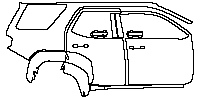 Toyota 4 Runner Limited 2014 - (right) Door+Side Skirt+Rear Fender (without emblem on front door)