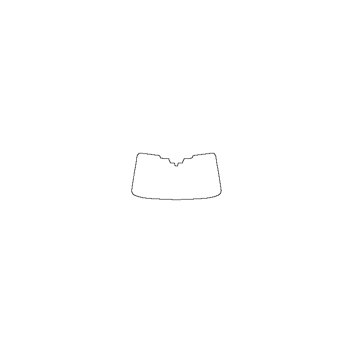 Subaru Ascent (US) Window 2019 - Windshield (inside) (with mirror and dotted area cutout, Edge ends at the inner side of dotted